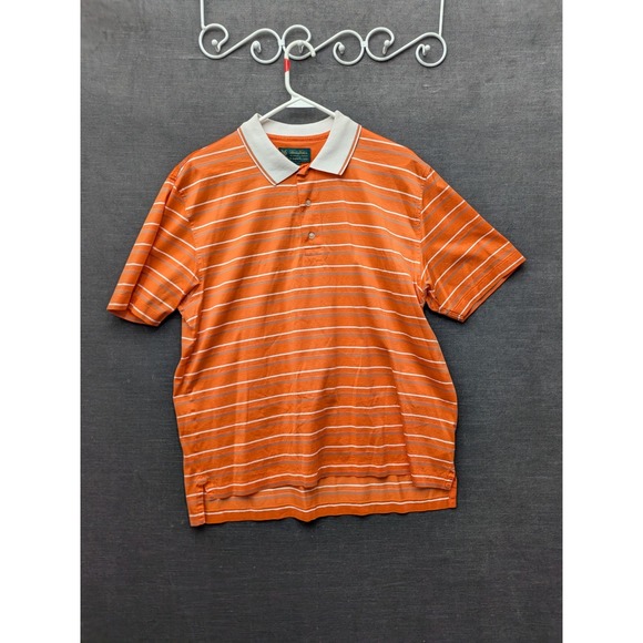 Brooks Brothers Other - Brooks Brothers St Andrews Links Golf Polo Shirt Orange Striped Preppy Size L